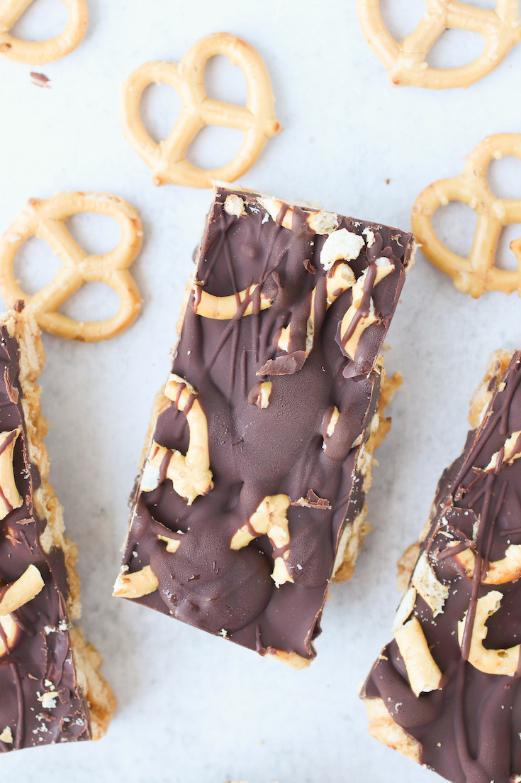 Chocolate Covered Pretzel Cereal Bars